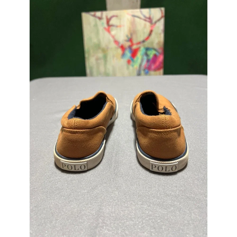 Polo Ralph Lauren Bal Harbour Mustard Yellow Canvas Slip On Sneakers Kids Size 2